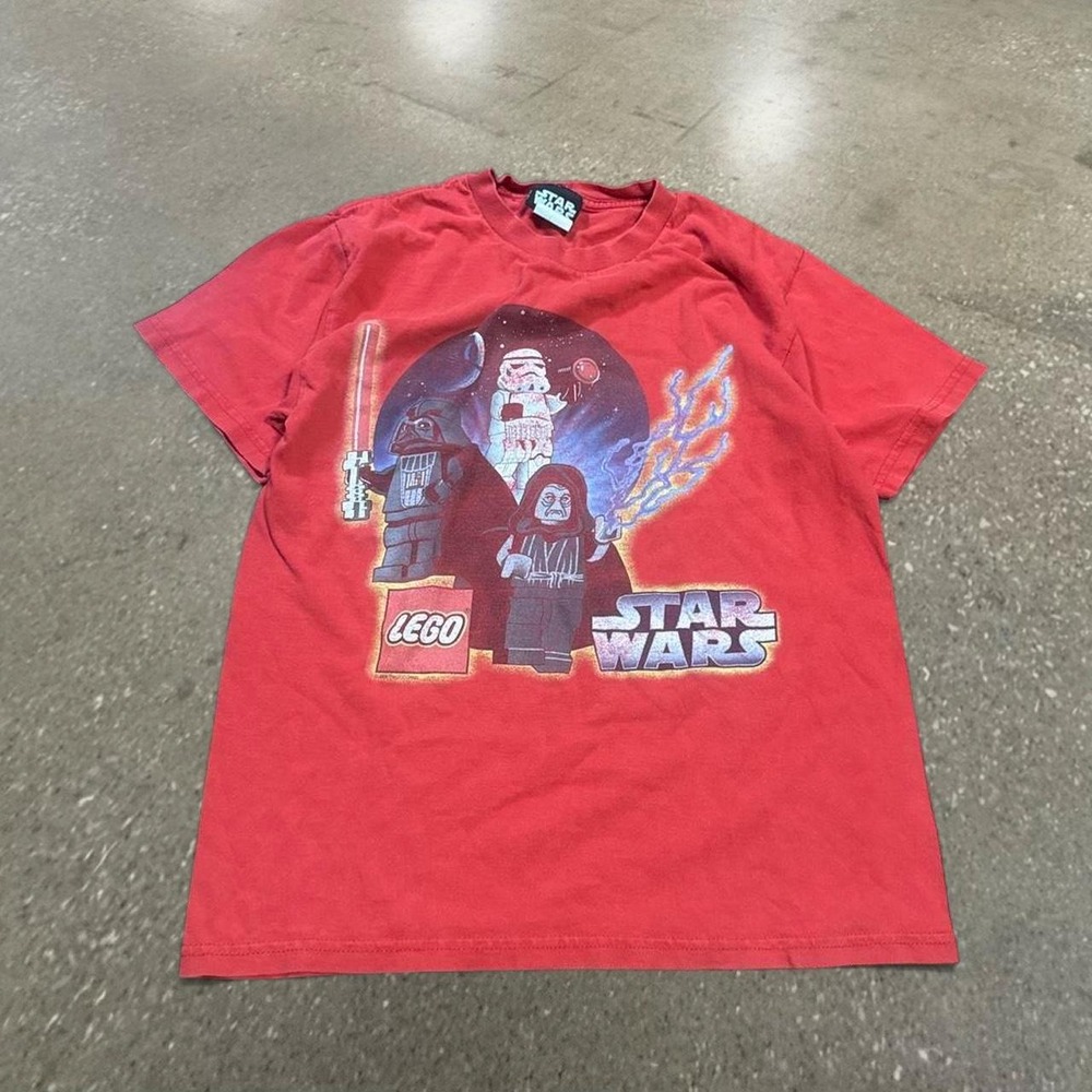 Vintage Lego Star Wars Red Graphic T-Shirt Youth Medium Darth Vader Stormtrooper